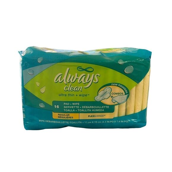 Always Clean Ultra Thin + Wipe Flexi Wings Discontinued 16 Pack - Picture 1 of 1